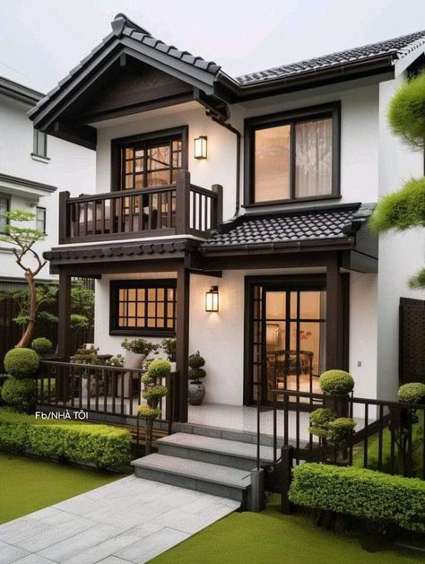 Aesthetic Small Homes Exterior, Korean House Aesthetic Exterior, Korean House Plan, Korean House Aesthetic, Asian House Exterior, Korean House Exterior, Korean Modern House, Korean House, Small House Exterior