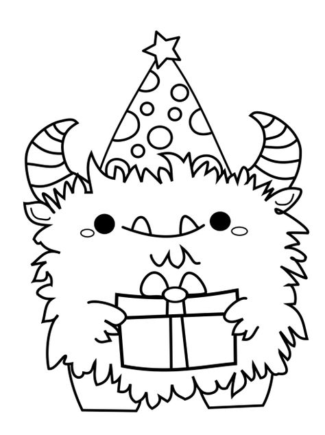 Useless Trinkets Fluffy Gustav the Birthday Monster by Jessa Feig Cute Monsters Drawings, Doodle Monster, Monster Coloring Pages, Monster Drawing, Digi Stamp, Monster Party, Happy Paintings, Cute Monsters, Digi Stamps