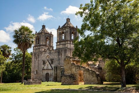 Mission Concepcion San Antonio, St Marys University San Antonio, San Antonio Missions Photography, Mission San Jose San Antonio, Salinas Pueblo Missions National Monument, San Antonio Missions, Old Churches, Pitched Roof, Spanish Style