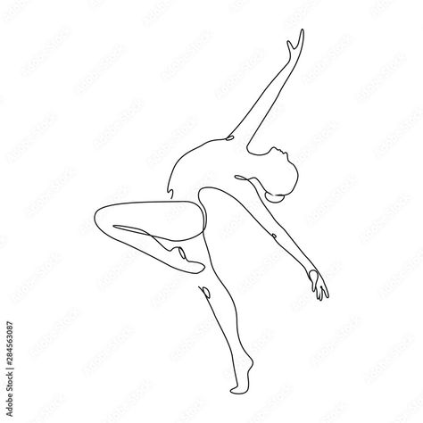 Single Line Dancer Tattoo, Dancer Tattoos, Dance Line Art, Gymnastics Tattoo, Ballerina Jump, Dance Tattoos, Laser Aesthetic, Dancer Tattoo, Dance Tattoo