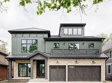 Chic Modern Farmhouse, House Development, Elizabeth Scott, Hardie Siding, Vertical Siding, Home Bunch, Green Houses, Modern Farmhouse Exterior, Farmhouse House