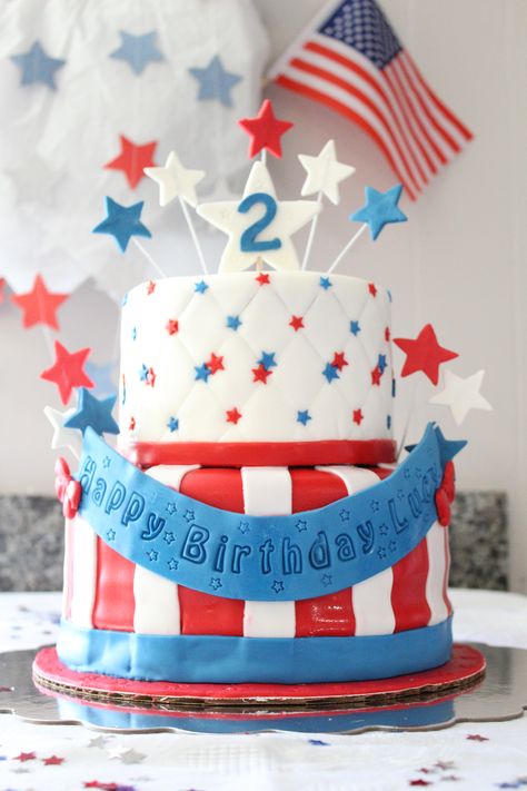 Usa Birthday Cake, Red White And Two Cake, Red White And Two Cookies, Red White And Two Birthday Cake, Red White And Two Birthday Decor, Red White And Two Birthday, Firecracker Birthday, Red White And Two, Second Birthday Cakes