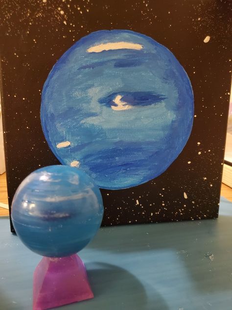 Neptune Planet Project, Neptune Drawing, Neptune Painting, Neptune Project, Neptune Planet, Planet Project, Planet Cake, Pastels Art, Homework Ideas