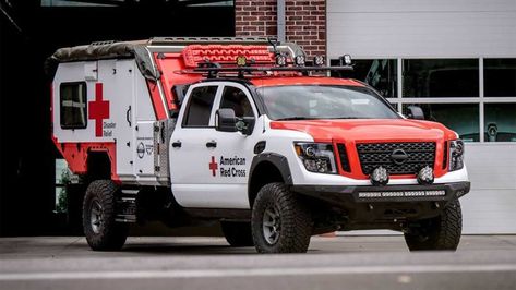 Nissan Ultimate Service Titan Deploys In Miami, Ready To Rescue Fire Truck Room, Police Truck, Nissan Titan Xd, Emergency Equipment, Rescue Vehicles, Overland Vehicles, American Red Cross, Expedition Vehicle, All-terrain Vehicles