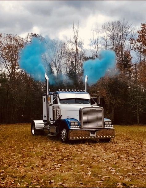 Gender Reveal Ideas Truck Theme, Snowmobile Gender Reveal, Semi Truck Gender Reveal Ideas, Trucker Gender Reveal Ideas, Gender Reveal Truck, Semi Gender Reveal, Semi Truck Gender Reveal, Gender Reveal Ideas Car Theme, Gender Reveal Ideas Country