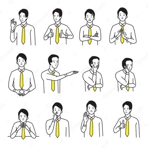 Premium Vector | Character portrait set of businessman with various hand sign body language and emotion expression. Emotion Expression, Reading Body Language, Vector Illustration Character, Body Language Signs, Character Portrait, Hand Sign, Vector Character, Male Portrait, Sign Language