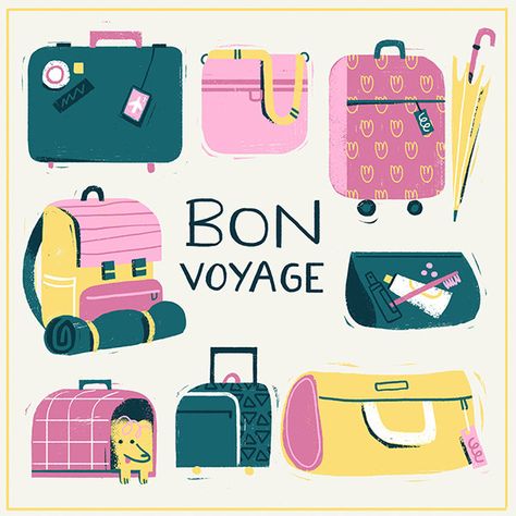 Luggage Illustration, Suitcase Illustration, Iconography Design, Bag Illustration, Packing Luggage, Cute Illustrations, Travel Notes, Magazine Illustration, Travel Illustration