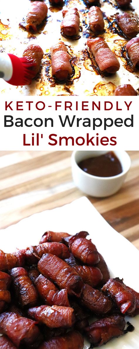 Bacon Wrapped Lil Smokies {2 Net Carbs} Bacon Wrapped Smokies Keto, Keto Bacon Wrapped Smokies, Keto Lil Smokies Recipes, Keto Little Smokies Recipes, Keto Lil Smokies, Bacon Little Smokies, Bacon Wrapped Lil Smokies, Wrapped Smokies, Little Smokies Recipes