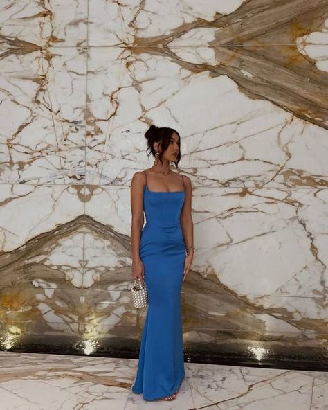 Maroua on Instagram: "Mr&Mrs H." Yr 10 Formal Dresses, Year 12 Formal Dresses, Night Out Outfit Classy, Magnolia Dress, Prom Dress Inspo, Formal Dresses Graduation, Spring Wedding Guest Dress, Long Blue Dress, Blue Dress Formal