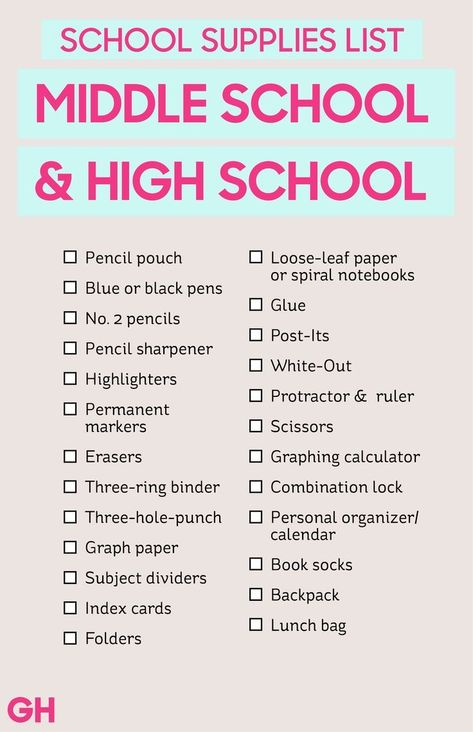 Back to School Supplies List - Best School Shopping Checklist #backtoschool High School Supply List, Schul Survival Kits, Highschool School, High School Supplies, Middle School Supplies, School Shopping List, Middle School Survival, Middle School Hacks, School Supplies Highschool