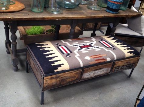 Aztec Blanket, Coffee Room, Western Chic, Western Decor, Pallet Table, Aztec Print, Pallet Coffee Table, Barn Wood, Rustic House