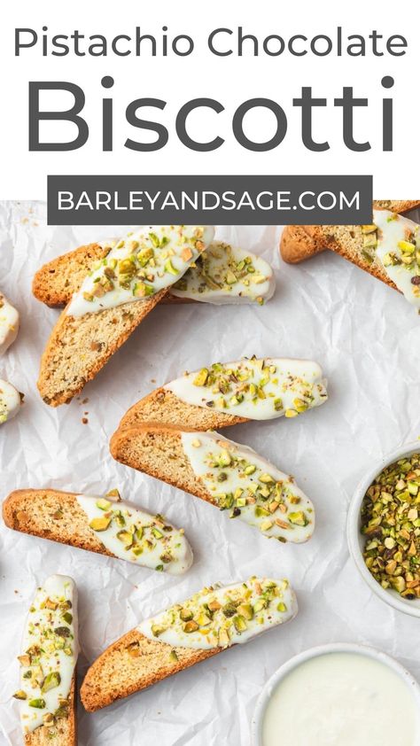 White Chocolate Biscotti, Biscotti Flavors, Chocolate Biscotti Recipe, Pistachio White Chocolate, Chocolate Biscotti, Pistachio Biscotti, Pistachio Recipes, Eat Cookies, Biscotti Recipe