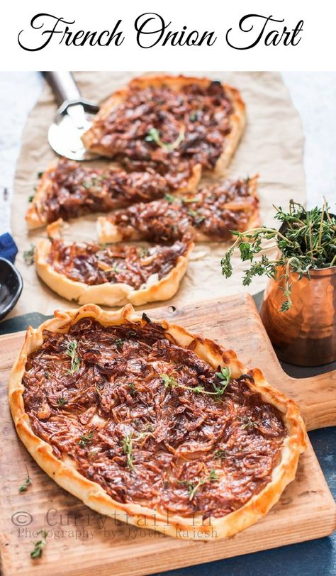 French Onion Tart, Onion Tart Recipe, French Recipes Authentic, Gluten Free Puff Pastry, Onion Tart, Savory Tart, French Dishes, Savory Appetizer, Tart Recipe