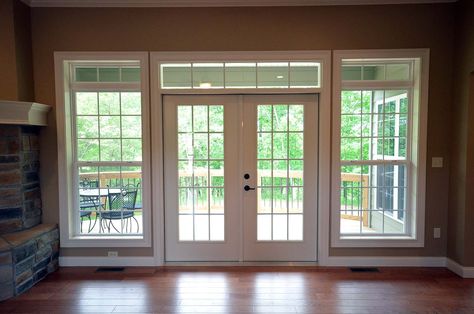 French Doors With Side Windows, Door With Sidelights And Transom, Interior Storm Windows, French Doors With Transom, Exterior Patio Doors, Door With Sidelights, Entry Door With Sidelights, French Doors Patio, Transom Windows