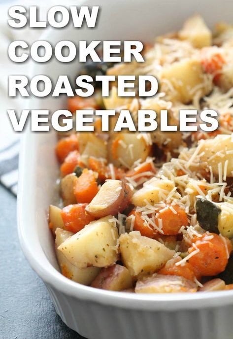 Crockpot Veggies, Vegetable Slow Cooker, Crock Pot Vegetables, Vegetable Bake, Slow Cooker Roast, Healthy Brunch, Roasted Vegetable Recipes, Potatoes Carrots, Bake Recipes