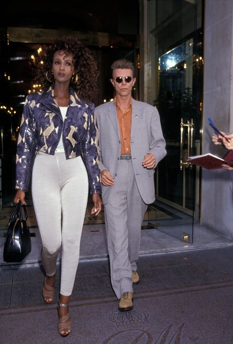 Iman Bowie, Silk Bodycon Dress, Iman And David Bowie, David Bowie Fashion, Jumper And Jeans, Seat At The Table, Couple Fits, Couple Style, Atelier Versace