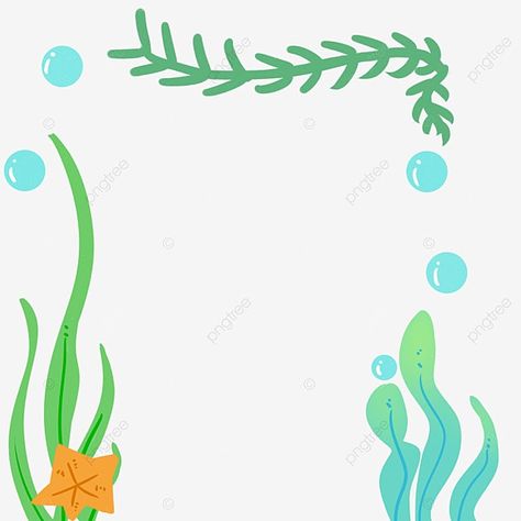 Water Border Design For Paper, Ocean Border Design, Borders For Board, Seaweed Clipart, Ocean Border, Cartoon Ocean, Waterfall Background, Cartoon Dolphin, English Project