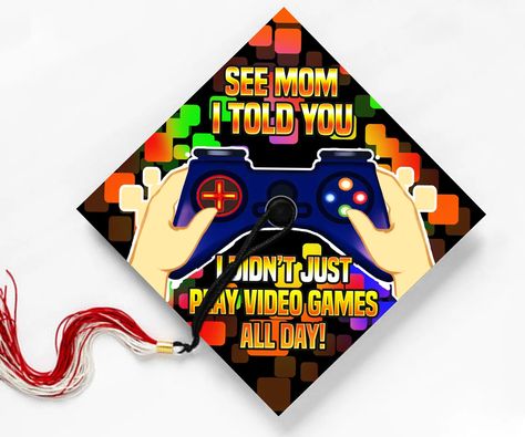 Are you looking for a perfect graduation cap to fit your graduation day? We got it for you. This listing is for a unique graduation cap design that has 9.5x9.5 and is Easily adhered to a standard-sized graduation hat. We can personalize if requested but please send a message first. Grab this now at: https://www.etsy.com/listing/1170582822 You can also visit our Etsy store for more designs: https://www.etsy.com/shop/ModernDigitalDesigns?#graduationcap #classof2023 #trending #moderndigitaldesign Gaming Graduation Cap, Anime Graduation Cap, Anime Graduation, 80 Anime, Graduation Party Pictures, Girl Prom, Boy Graduation, Grad Hat, Your Name Anime