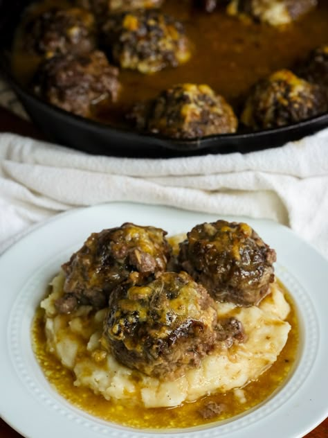 French Onion Soup Stuffed Meatloaf, French Onion Stuffed Meatballs, French Onion Soup Meatballs, French Onion Meatballs, Easy French Onion Meatballs, French Onion Beef Meatballs, Stuffed Meatballs, Basic Meatballs, Main Dish Casseroles