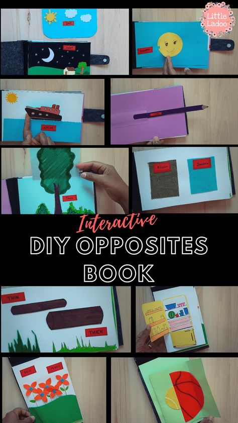 Opposites For Kids, Opposites Preschool, Interactive Pages, Interactive Books For Kids, Preschool First Day, Babysitting Ideas, Esl Kids, Storytime Crafts, Pre Primary