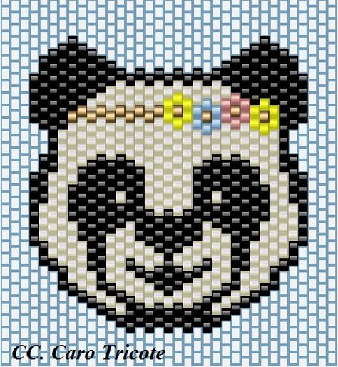 Panda Miyuki Beads Pattern, Beaded Banners, Art Perle, Pony Bead Patterns, Motifs Perler, Brick Stitch Pattern, Beading Tools, Bead Weaving Patterns, Loom Bands