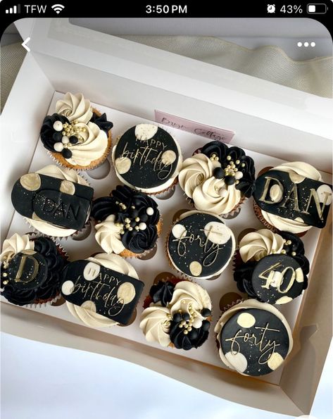 Black And Gold 30th Birthday Cake Men, 60th Birthday Cupcake Ideas, 60th Cupcakes For Men, Cupcake 30th Birthday, Cupcakes 40th Birthday Woman, 50th Cupcake Ideas For Men, 40th Cupcakes Men, 70th Birthday Cupcakes For Men, 60th Birthday Cupcakes For Men