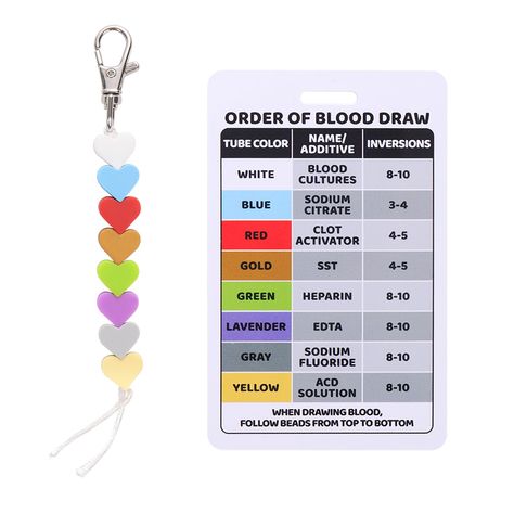 PRICES MAY VARY. Essential Tool for Practitioners: Whether you are a practicing nurse or a nursing student, our order of blood draw beads set is a must-have tool for carrying out blood collections. Product Material: Heart bead is made of silicone, lightweight; and reference card is made of pvc material, clear print, reliable craftsmanship, can be used for a long time. Easy to Read Reference: This nursing reference card contains the blood order draw information needed for quick reference, and wil Nursing Student Essentials, Medical Assistant Accessories, Surgical Technologist Student, Phlebotomy Study, Nurse Supplies, Medical Assisting, Medical Assistant Student, Nursing Motivation, Drawing Blood