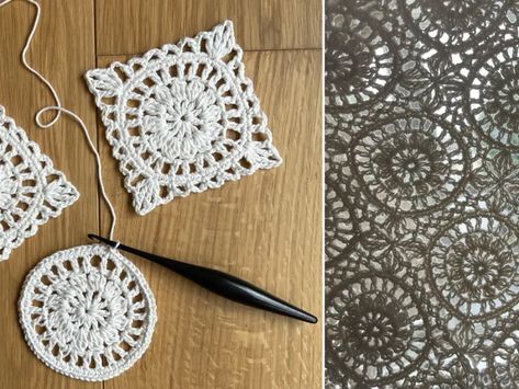 Claremont Granny Square with Join - Free Crochet Pattern - Doily Granny Square, French Square Crochet, Free Crochet Square Doily Patterns, Crochet Thread Granny Square, Crochet Lacy Granny Square Pattern Free, Crochet Lacy Granny Square, Fine Crochet Lace Pattern, Lace Crochet Square, Lacy Granny Square Crochet Pattern