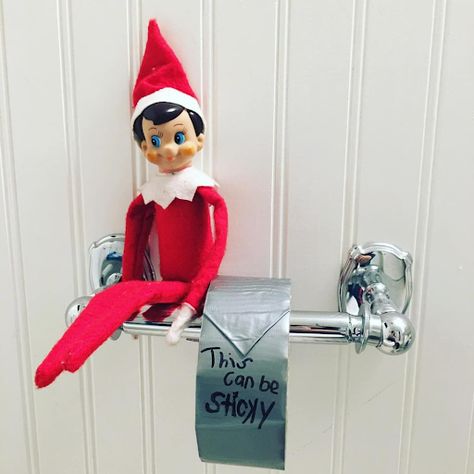 30 Easy Elf On The Shelf Ideas (Keep It Simple!) Replacing Toilet, Great Pranks, Easy Elf On The Shelf, Easy Elf, Awesome Elf On The Shelf Ideas, Creative Mom, Elf On The Shelf Ideas, Shelf Ideas, Paper Tape