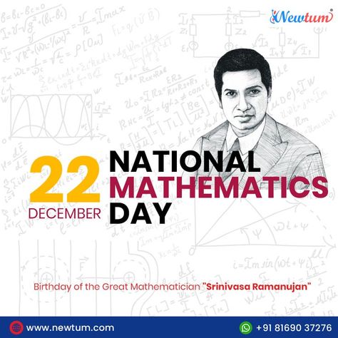 National Mathematics day .... Birthday of the great mathematician "Srinivasa Ramanujan" #newtum #students #geometry #math #alegbra #mathematics # students #mathlovers National Mathematics Day, Srinivasa Ramanujan, Mathematics Day, Maths Tricks, Geometry Math, Ad Creative, Geometry, Wallpapers, Birthday