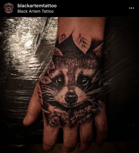 Raccoon Hand Tattoo, Wildlife Hand Tattoo, Animal Hand Tattoo, Raccoon Hands, Raccoon Tattoo, Tattoos 2024, Tattoo Hand, Hand Tattoo, Sleeve Tattoo