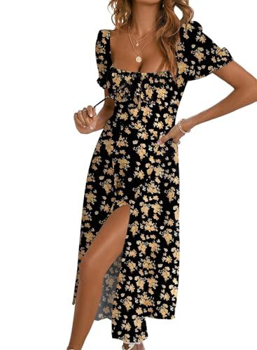 Womens Summer Shorts, Boho Midi Dress, Square Neck Dress, Casual Day Dresses, Cute Summer Dresses, Dress For Short Women, Floral Midi Dress, Trending Dresses, Trendy Dresses