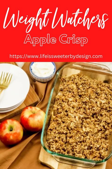 Weight Watchers Apple Crisp is the perfect treat for a cool, fall day. Weight Watchers Apple Recipes, Weight Watchers Apple Crisp, Weight Watchers Pie, Healthy Apple Recipes, Weight Watchers Appetizers, Weight Watchers Muffins, Weight Watchers Food Points, Weight Watchers Casserole, Weight Watchers Meals Dinner