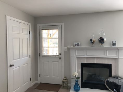 Sherwin Williams Basalt Powder in walls... looks nice against white trim Sherwin Williams Basalt Powder, Basalt Powder Sherwin Williams Paint, Basalt Powder Sherwin Williams, Warm Whites, Master Bath Renovation, Paint Walls, Inside House, Bath Renovation, Great Bathrooms