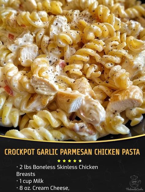 Paolina Kitchen Crockpot Garlic Parmesan Chicken Pasta, Crockpot Garlic Parmesan Chicken, Parmesan Garlic Sauce, Garlic Parmesan Chicken Pasta, Parmesan Chicken Pasta, Chicken Parmesan Pasta, Buffalo Wild, Slow Cooked Chicken, Buffalo Wild Wings