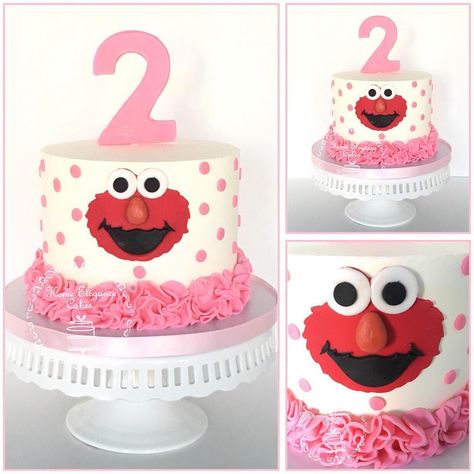 Elmo Birthday Party Girl Cake, Elmo Smash Cake Girl, Elmo Birthday Cake Girl, Elmo Cake Girly, Elmo Cakes, Elmo Smash Cake, Sesame Street Birthday Cakes, Elmo Birthday Cake, Elmo First Birthday