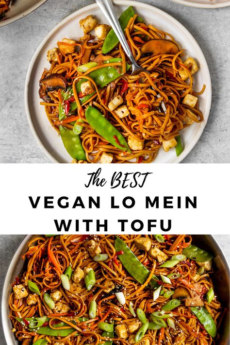 Tofu Lo Mein Recipe, Vegan Lo Mein, Vegetarian Lo Mein, Veggie Lo Mein, Lo Mein Recipe, Vegetable Lo Mein, Recipes Noodles, Vegan Stir Fry, Noodles Chicken