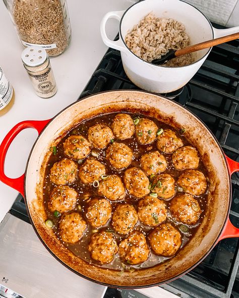 Healthy Teriyaki Meatballs Rachel Good Eats, Teriyaki Meatballs Recipe, Asian Turkey Meatballs, Grilled Turkey Burgers, Balsamic Vinegar Chicken, Teriyaki Meatballs, Teriyaki Marinade, Dinner Rotation, Meatball Ingredients