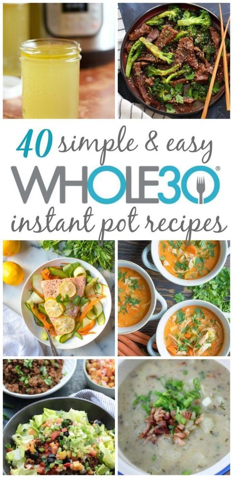 40 Whole30 instant pot recipes so you cook Whole30 recipes while spending less time actually cooking. Whole30 instant pot recipes that are easy meal prep, quick clean up, and family friendly healthy recipes. Includes Whole30 and Paleo instant pot chicken, soups, beef, Whole30 instant pot side dishes, and more for all the Whole30 recipes you'll need. #whole30instantpot #paleoinstantpot #whole30dinnerrecipes #whole30instantpotchicken via @paleobailey Easy Whole 30, Whole30 Instant Pot, Instant Pot Recipes Healthy, Whole30 Dinner Recipes, Pot Recipes Healthy, Healthy Instant Pot Recipes, Whole30 Recipes, Recipe 30, Easy Instant Pot Recipes