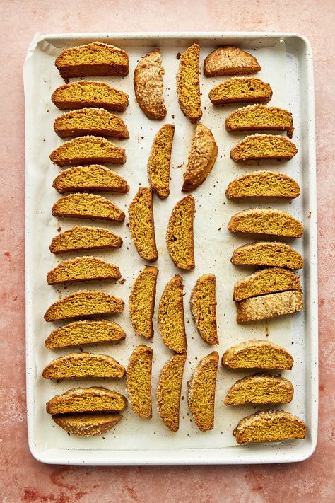 Embrace fall's warm flavors with this pumpkin biscotti recipe! The cookies are perfectly crunchy and hold up well when dipped in a hot drink. Pumpkin Pie Biscotti, Autumn Biscotti, Pumpkin Biscotti Recipe, Fall Biscotti, Pumpkin Biscotti, Biscotti Recipes, Thanksgiving Appetizer, Pumpkin Cookie Recipe, Thanksgiving Appetizer Recipes