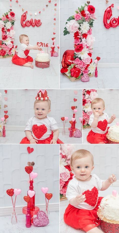 Valentine's Day cake smash by Scar Vita. February first birthday session. #Valentinesday #Valentine #VdayCakesmash #Cakesmash #FirstBirthday #ValentineCakeSmash #LoveCakeSmash One Year Old Birthday Party Girl Valentines Day, February One Year Old Birthday, First Birthday Girl February Themes, Sweetheart First Birthday, February First Birthday, February First Birthday Girl, February 1st Birthday Ideas Girl, February Baby Birthday, February Birthday Party Ideas