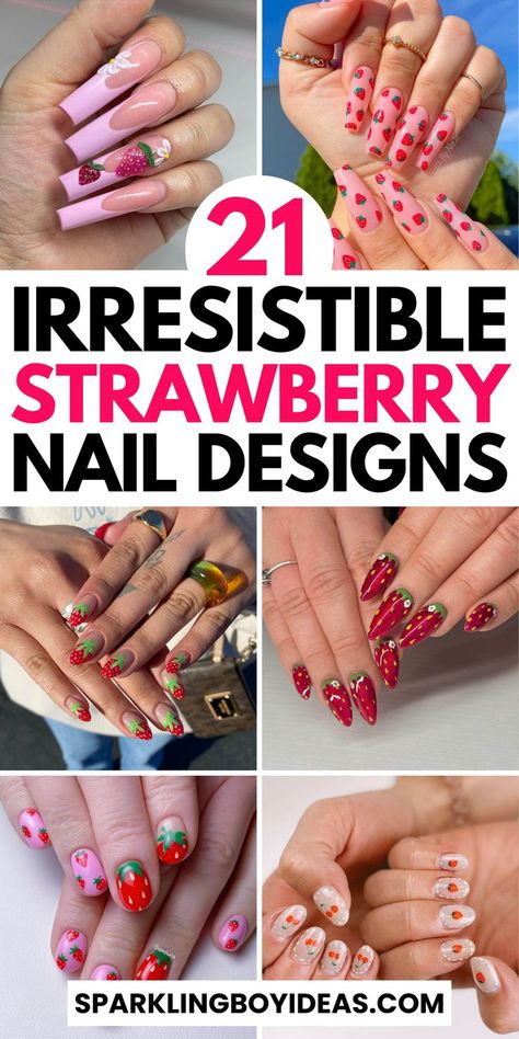 Strawberry nails are the sweetest trend to hit your summer manicure! Dive into our cute strawberry nail designs, featuring everything from glossy strawberry nail ideas to matte strawberry nail art ideas. Discover hand-painted strawberry nails and 3D nail designs. Whether you prefer strawberry French tip nails or playful strawberry polka dot nails, our summer nails will freshen up your look. Embrace the season with red and green strawberry nails that are as fresh as the fruit itself. Cute Strawberry Nails, Strawberry Nails Designs, Strawberry Nail Designs, Strawberry Milk Nails, Elegant Nail Polish, Milk Nails, Strawberry Nail Art, Strawberry Nail, Strawberry Nails