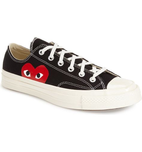 Comme des Garçons PLAY x Converse Chuck Taylor® Hidden Heart Low Top Sneaker (Women) | Nordstrom Converse X Comme Des Garcons, Chucks Style, Converse Chuck Taylor Low, Play X Converse, Converse Play, Chuck Taylor 70, Top Sneakers Women, Comme Des Garcons Play, Trending Sneakers