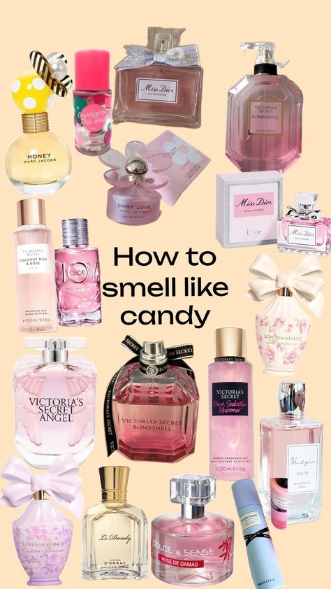 Candy girl🎂🍭💗 Sweet Perfume Aesthetic, How To Smell Like Candy, Smell Like Candy, Candy Perfume, Perfume Stand, Victoria Secrets Coconut, Sweet Perfume, Sweet Like Candy, Long Lasting Perfume