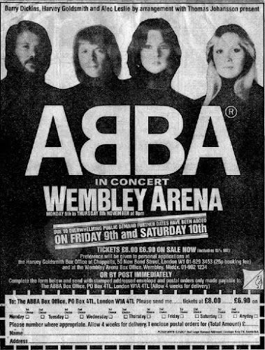 Here is a poster promoting Abba's 1979 concerts at Wembley Arena in London...  #Abba #Agnetha #Frida http://abbafansblog.blogspot.co.uk/2016/11/wembley-arena-poster.html Abba Poster Vintage, Vintage Music Posters Aesthetic, Rock Posters Vintage, Music Posters Aesthetic, Classic Rock Posters, Abba Poster, Abba Concert, Abba Agnetha, Frida Lyngstad