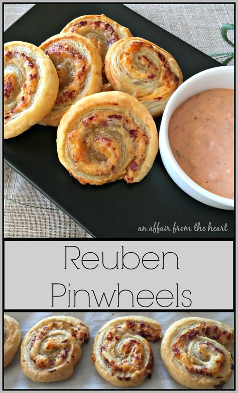 Corned Beef Pinwheels, Reuben Puff Pastry Pinwheels, Rueben Pinwheels, Rueben Appetizer Recipes, Rueben Pinwheels With Puff Pastry, Reuben Pinwheel Appetizers, Corned Beef Appetizer Recipes, Reuben Pinwheels, Reuben Appetizer