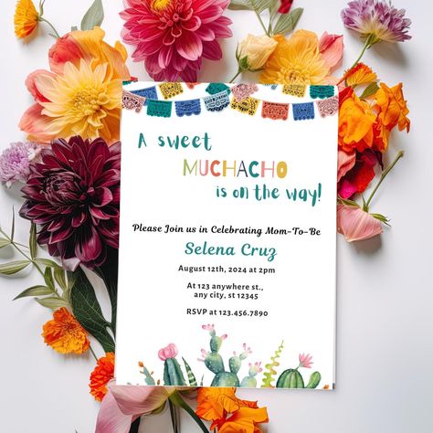 A Sweet Muchacho Baby Shower Invite-A Little Muchacho-Fiesta Baby Shower-Cactus Mexican Baby Shower Invitation-Digital Download by StitchandStyleShoppe on Etsy Mexican Baby Shower Theme, Boy Mexican, Mexican Baby Shower, Mexican Babies, Mexican Theme, Its A Boy, Fiesta Baby Shower, Celebrate Mom, Mexican Party