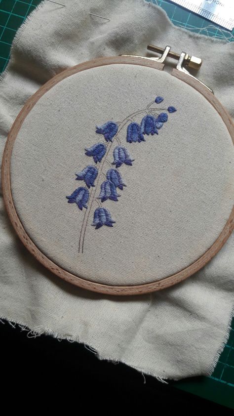 Blue Bell Embroidery, Bluebells Embroidery, Bluebell Embroidery, Tiny Embroidery, Purple Work, Blue Bell Flowers, Hardanger Embroidery, Embroidery Bags, Needle Point