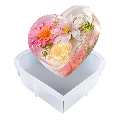 PRICES MAY VARY. 【Large Resin Molds Silicone】- Package includes 1 size 8.7" L x 7.8"W x 2"H large heart-shaped silicone molds, approx 55oz of epoxy resin required 【EASY TO USE】 Pour the first layer of resin to the large silicone molds for epoxy resin and wait for the resin reaches a jelly-like, add decors then another layer of resin and wait it for fully cured, and demold it. SEVERAL LAYERS ARE RECOMMENDED to aviod overheat issues ( bubbles in resin and deforming the mold).The resin mold for flo Large Resin Molds, Large Silicone Molds, Epoxy Diy, Epoxy Resin Molds, Molds For Resin, Casting Resin, Molds Silicone, Valentine Anniversary, Casting Resin Molds