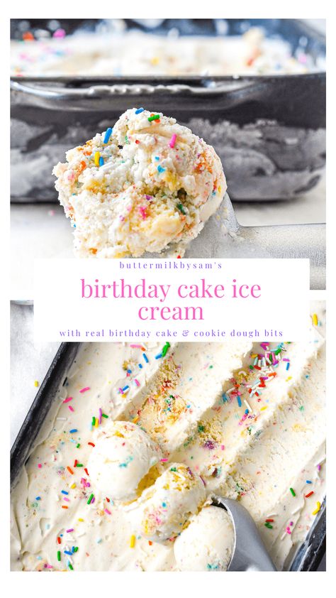 Ice Cream With Rainbow Sprinkles, Birthday Cake Ice Cream, Homemade Birthday Cake, Sprinkles Birthday Cake, Artisan Ice Cream, Flavored Ice, Ice Cream Birthday Cake, Easy Ice Cream Recipe, Birthday Cake Flavors